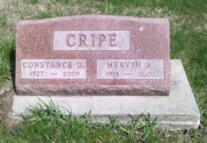 Constance and Mervin Cripe gravestone